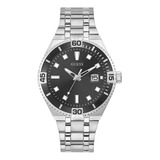 Guess Us Men's Silver-tone And Black Analog Watch