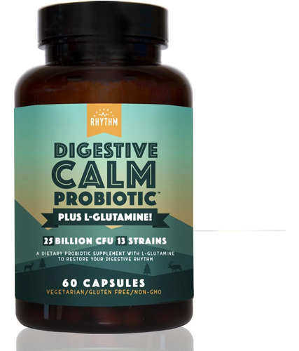 Natural Rhythm Probiótico Digestive Calm (más L-glutamina) 25 Mil Millones De Ufc Y 13 Cepas. - Soporte Natural Para Un