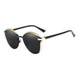 Óculos De Sol Polarizados Kingseven N7824fi Armação De Liga Cor Preto/dourado, Lente Preto De Policarbonato Espelhada, Haste Preto/dourado De Grilamid Tr90