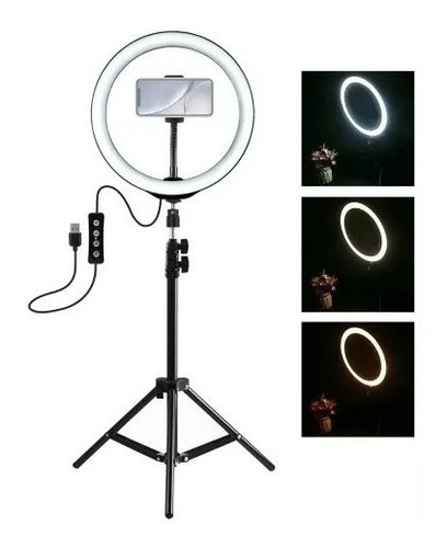 Aro Luz Led 26cm Studio Profesional,+ Tripode 2 Mtrs Oferta 