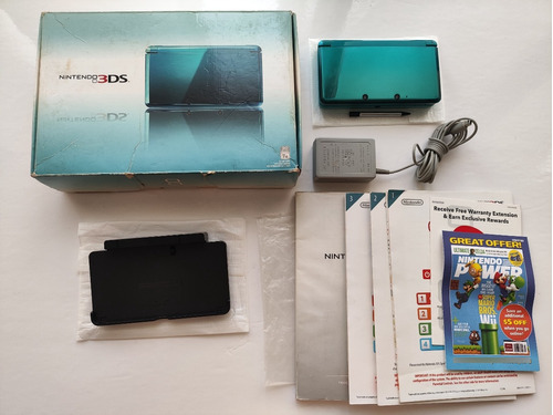Nintendo 3ds Aqua Blue En Caja Original + Cargador + Juegos