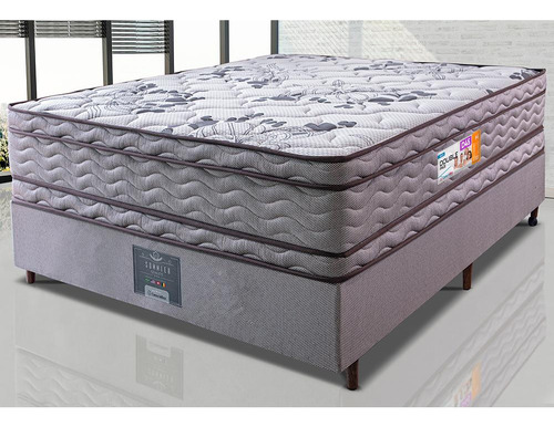 Cama Box Casal Colchão Ortopédico 138x188x71 D45 Cinza