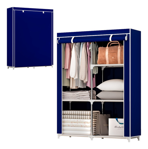 Organizador De Roupas Guarda Roupa Armario Dobravel Portatil Cor Azul