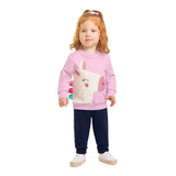 Conjunto Infantil Moletom Pelúciado Feminino Unicórnio Kyly 