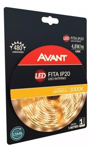 Fita Led Luz Interna 8wm-5m Am3000k 12v Sanca Vitrine Closet