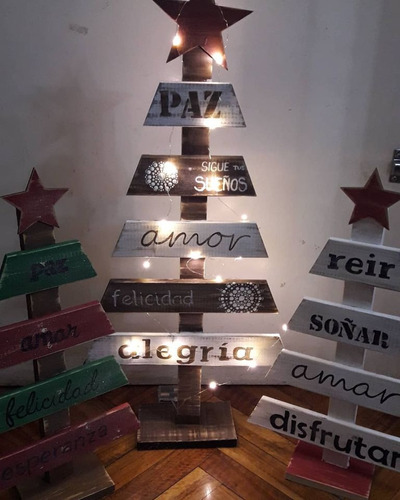 Arbolito Navidad En Madera Pintados  1 Mtr, 80 Cm 60 Cm 40 C