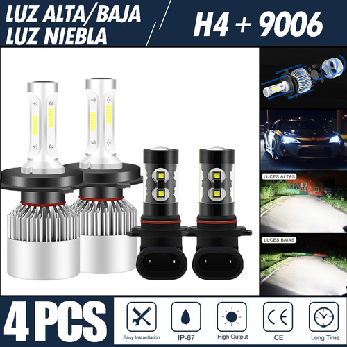 Kit De Focos Led 8000lm Luz Alta/baja/niebla Para Ford 99