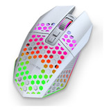 Mouse Gamer Inalambrico Recargable Usb Windows Rgb Color Blanco