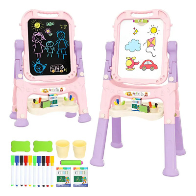 Caballete De Arte Para Niños De Doble Cara De Ajustable Rosa