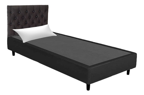 Base Sommier Eco Cuero 80cm + Respaldo 80cm + 1 Almohada