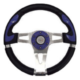 Volante Automotriz Vinil Azul Brazo Doble