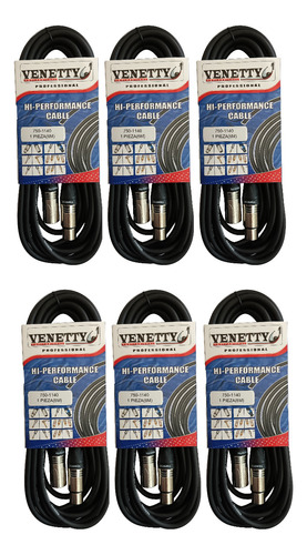 Set 6 Cables Microfono Xlr Canon De 6m Venetty 750-1140