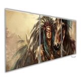 Quadro Decorativo 122x60 Sala Quarto Arte Índia Cavalo