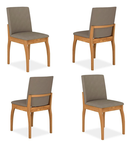 Kit 4 Cadeiras Estofadas Sucre Cinamomo/veludo Capu - Ma