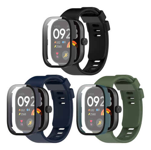 T 3 Correa + 3 Pc Funda Mica Para Redmi Watch 4 / Xiaomi Mi