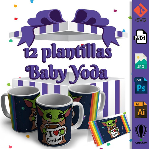 Diseños Sublimación Tazas Baby Yoda Amor Amistad