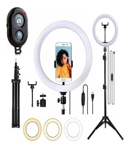 Iluminador Ring Light Profissional 18w Tripé 2,1m Youtuber 