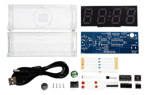 Kit De Relógio Diy 4 Tubos Digitais Led Week Temperature Dat