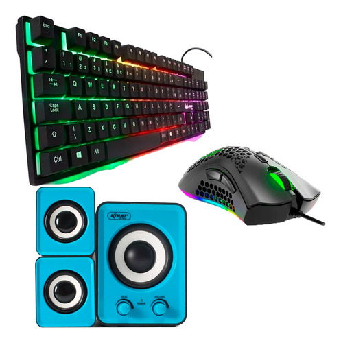 Kit Gamer Com Teclado, Mouse E Caixa De Som 