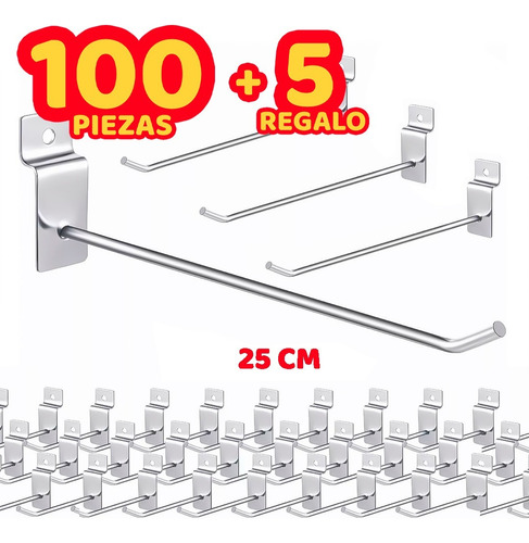 100 Gancho Blister Panel Ranurado Exhibipanel 25cm+ 5 Regalo