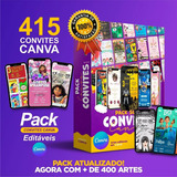 Pack Canva Convites Infantil Aniversario Editável 415 Artes