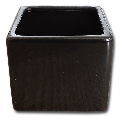 Cachepô Cerâmica Para Suculenta Quadrado Preto Peq 7x7x6 Cm