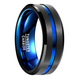 Anel De Homem De Tungstênio Azul E Preto De 8mm Verde