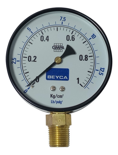 Manómetro Gasista 100mm Rosca 1/2 Inf. Para Gas 0-1 Kg Beyca