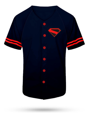 Jersey Casaca Beisbolera Logo Superman Legacy Legado Bordada