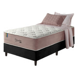 Cama Box Solteiro King Preto + Colchão Molas Charlotte 96cm