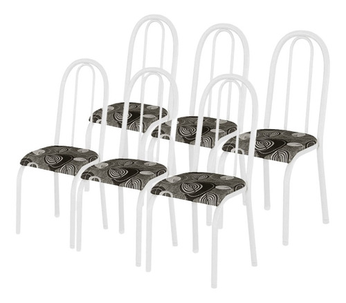 Conjunto Kit 6 Cadeiras Cozinha Jantar Metal Aço Almofadada