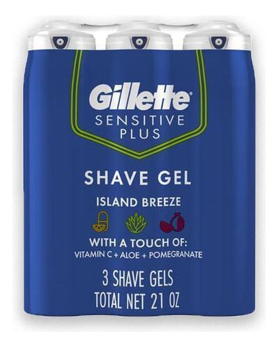 Gel De Barbear Gillette Sensitive Plus Vitamina C Kit 3x198g