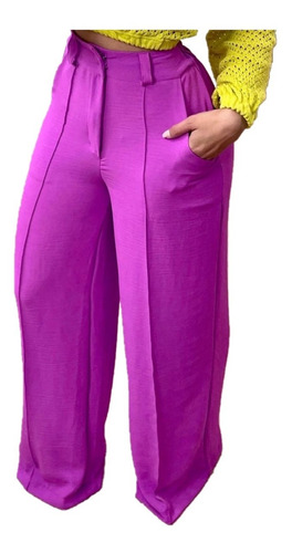 Calça Feminina Wide Leg Solta Alfaiataria Pantalona Social 