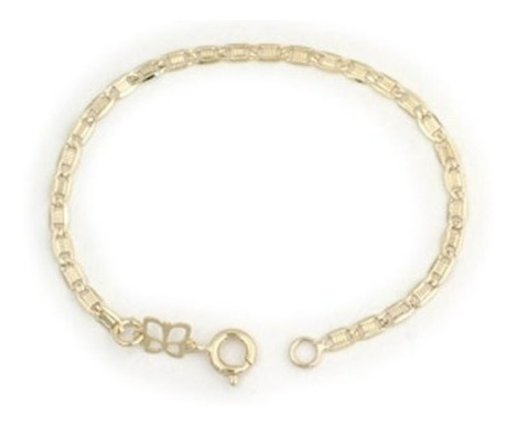 Pulseira Infantil Folheada Ouro Elo Achatado Rommanel 550804