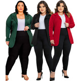 Conjunto Social Luxo 2 Peças Blazer Alfaiataria Calça Leguin