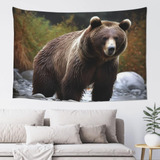 Adanti Brown Bear Print Tapestry Decorative Wall Soft Wide .