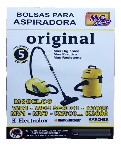 Karcher Bolsas Aspiradora Wd 3 A2200 Se 4001 Wd 1 X 5 Und