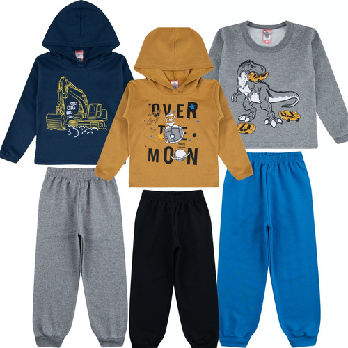 Kit 3 Conjunto Infantil Masculino Atacado Inverno Moletom