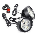 Kit X2 Faros Led Soporte Al Espejo + Tecla Switch Moto