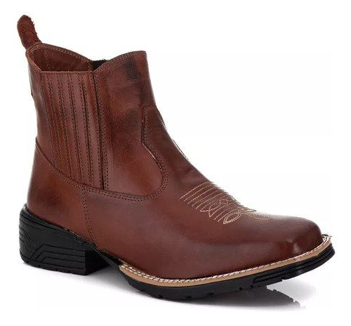 Bota Botina Texana Masculina Country Em Couro Westflex 2810