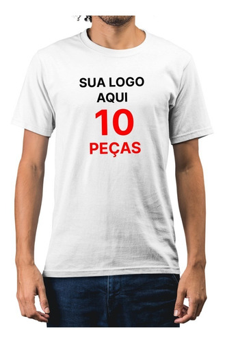 Camiseta Branca Camisa Personalizadas Logotipo Empresa 10pçs