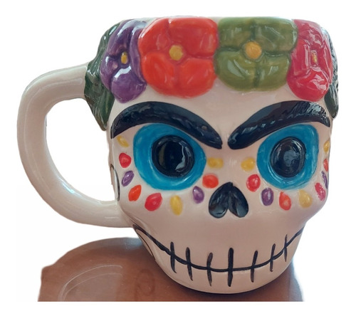 Taza De Día De Muertos Halloween Catrina Color Blanco