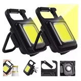 Pack X2 Linterna Led Cob Llavero Gancho Mosquetón Mini Light