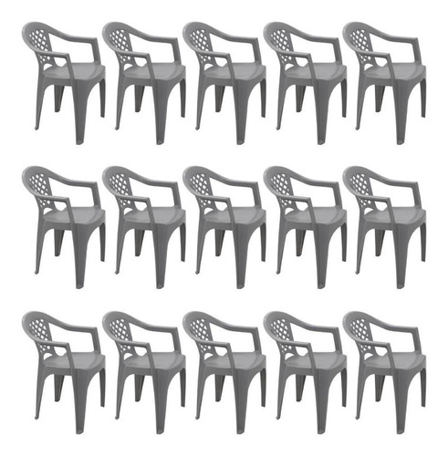 Combo 15 Cadeiras De Plastico Tramontina Iguape - Cinza
