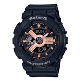 Reloj Casio Baby-g Ba-110rg-1adr Resina Mujer 100% Original Color De La Correa Negro Color Del Bisel Negro Color Del Fondo Negro