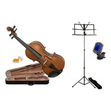 Kit Violino 4/4 C/ Case Afinador Estante Partitura Arco Breu