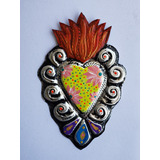 Corazón Mexicano Aluminio Hecho Y Pintado A Mano Artesanía 