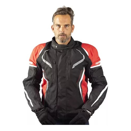 Campera Moto Fourstroke Assen Jacket Negro Y Rojo Agrobikes