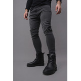 Jeans Chupin Sin Roturas Para Hombre Trix Grs Oscuro Bond