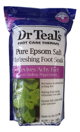 Dr Teal's Sal Epsom Menta Para Relajar Pies Cansados 909g Fragancia Menta